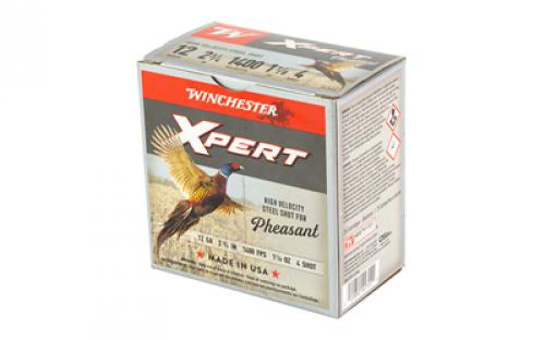 Winchester Ammunition Xpert HV Steel Pheasant, 12 Gauge 2.75", #4 Shot, 1 1/8 oz, Steel Shot, 25 Rounds WEXP12H4