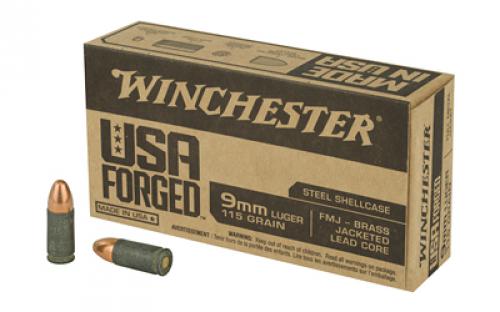 Winchester Ammunition USA Forged, 9MM, 115 Grain, Brass Jacketed Lead Core (FMJ), Steel Cased, 50 Round Box WIN9SV