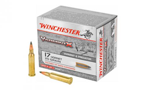 Winchester Ammunition Varmint X, 17 Hornet, 20 Grain, Polymer Tip, 20 Round Box X17P