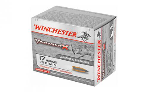 Winchester Ammunition Varmint X, 17 Hornet, 20 Grain, Polymer Tip, 20 Round Box X17P