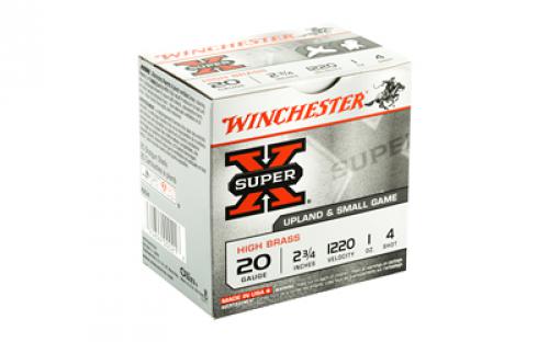 Winchester Ammunition Super-X, 20 Gauge, #4, 2 3/4 Dram, 1 oz., Shotshell, 25 Round Box X204