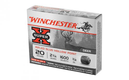 Winchester Ammunition Super-X, 20 Gauge, 2.75", 0.75 oz., Slug, 5 Round Box X20RSM5