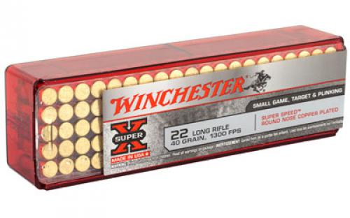 Winchester Ammunition Super-X, 22LR, 40 Grain, Super Speed Round Nose, Copper Plated, 100 Round Box X22LRSS1