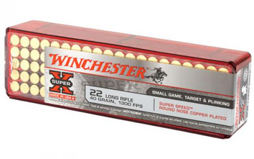 Winchester Ammunition Super-X, 22LR, 40 Grain, Super Speed Round Nose, Copper Plated, 100 Round Box X22LRSS1