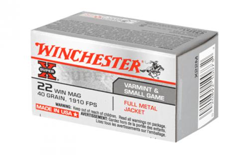 Winchester Ammunition Super-X, 22 WMR, 40 Grain, Full Metal Jacket, 50 Round Box X22M