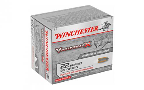 Winchester Ammunition Varmint X, 22 Hornet, 35 Grain, Polymer Tip, 20 Round Box X22P