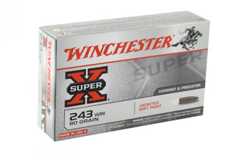 Winchester Ammunition Super-X, 243WIN, 80 Grain, Jacketed Soft Point, 20 Round Box X2431