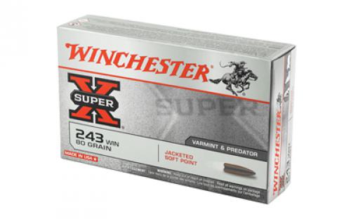 Winchester Ammunition Super-X, 243WIN, 80 Grain, Jacketed Soft Point, 20 Round Box X2431