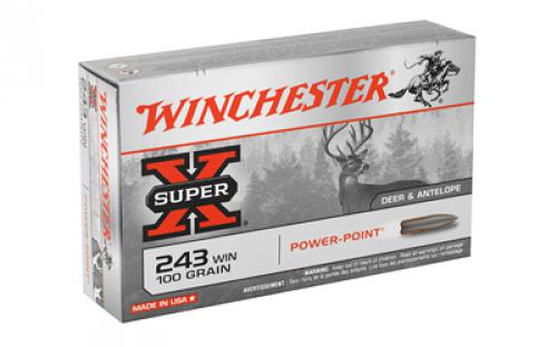 Winchester Ammunition Super-X, 243WIN, 100 Grain, Power Point, 20 Round Box X2432A1