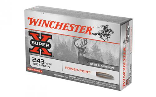 Winchester Ammunition Super-X, 243WIN, 100 Grain, Power Point, 20 Round Box X2432A1