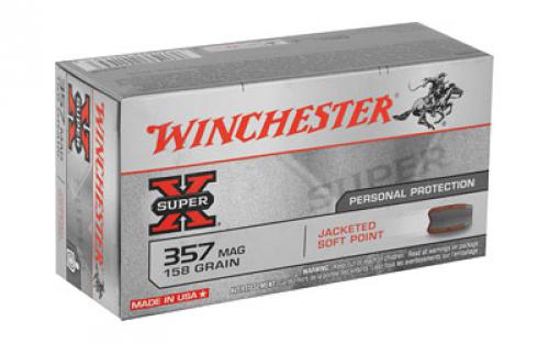 Winchester Ammunition Super-X, 357 Magnum, 158 Grain, Jacketed Soft Point, 50 Round Box X3575P