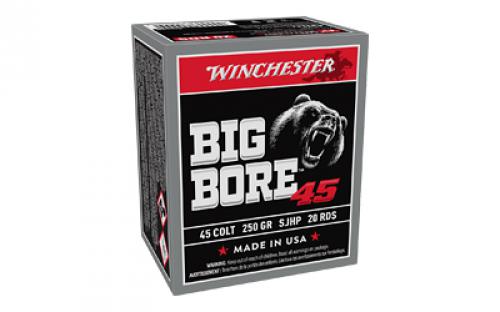 Winchester Ammunition Big Bore, 45 Long Colt, 250 Grain, Jacketed Soft Point Bullet, 20 Round Box X45CBB