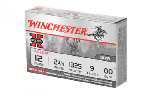 Winchester Ammunition Super-X, 12 Gauge, 2.75", 00 Buck, Buckshot, 9 Pellets,5 Round Box XB1200