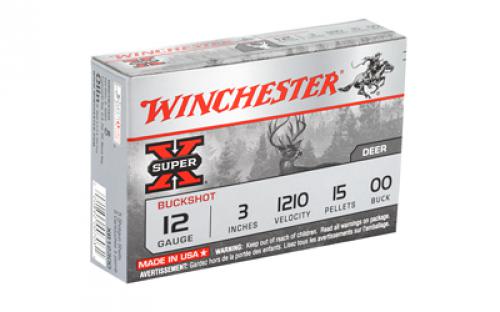 Winchester Ammunition Super-X, 12 Gauge, 3", 00 Buck, Buckshot, 15 Pellets,5 Round Box XB12300