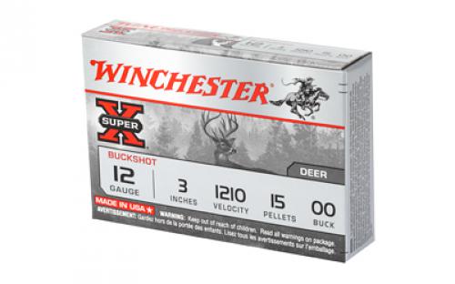 Winchester Ammunition Super-X, 12 Gauge, 3", 00 Buck, Buckshot, 15 Pellets,5 Round Box XB12300