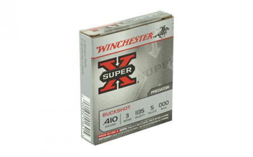 Winchester Ammunition Super-X, 410 Gauge, 3", 000 Buckshot, 5 Pellets,5 Round Box XB413