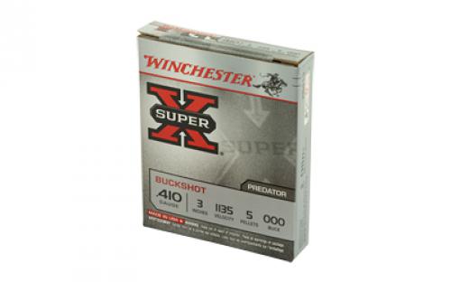 Winchester Ammunition Super-X, 410 Gauge, 3", 000 Buckshot, 5 Pellets,5 Round Box XB413