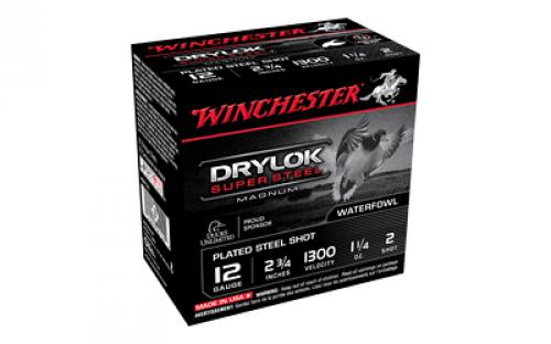 Winchester Ammunition DRYLOK SUPER STEEL, 12 Gauge 2.75, 1-1/4 OZ, #2, Steel Shot, 25 Round Box XSM122