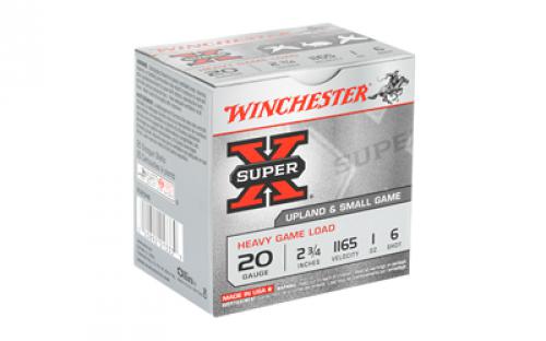 Winchester Ammunition Super-X, 20 Gauge, 2.75", Heavy Game Load, #6, 1 oz., Shotshell, 25 Round Box XU20H6