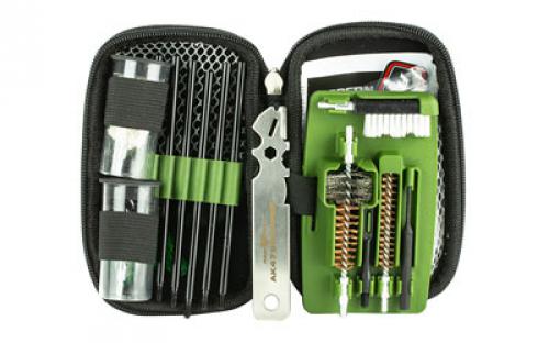 Real Avid Real Avid, Gun Boss, AK47 Cleaning Kit, Threaded Rods, T-Handle, Brushes, Mop, Drift Pin Punch With Gas Port Scraper Tip, Bore Illuminator, Safety Flag, Carbon Scraper, Cleaning Patches, Includes Zippered Case With Ballistic Nylon Shell AVGCKAK47