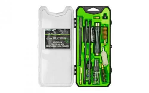 Breakthrough Clean Technologies Vision Series, Cleaning Kit, For 20 Gauge, Includes Cleaning Rod Sections, Hard Bristle Nylon Brushes, Jags, Patch Holders, Cotton Patches, Durable Aluminum Handle And Mini Bottles of Breakthrough Military-Grade Solvent And Battle Born High-Purity Oil BT-CCC-20G