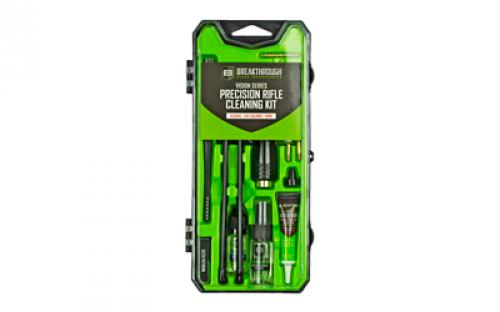 Breakthrough Clean Technologies Vision Series, Cleaning Kit, For .243 Cal/6MM, Includes Cleaning Rod Sections, Hard Bristle Nylon Brushes, Jags, Patch Holders, Cotton Patches, Durable Aluminum Handle And Mini Bottles of Breakthrough Military-Grade Solvent And Battle Born High-Purity Oil BT-CCC-243R