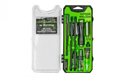 Breakthrough Clean Technologies Vision Series, Cleaning Kit, For .243 Cal/6MM, Includes Cleaning Rod Sections, Hard Bristle Nylon Brushes, Jags, Patch Holders, Cotton Patches, Durable Aluminum Handle And Mini Bottles of Breakthrough Military-Grade Solvent And Battle Born High-Purity Oil BT-CCC-243R