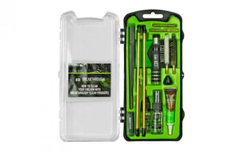 Breakthrough Clean Technologies Vision Series, Cleaning Kit, .270/ .284 Cal/ 7MM, Includes Cleaning Rod Sections, Hard Bristle Nylon Brushes, Jags, Patch Holders, Cotton Patches, Durable Aluminum Handle And Mini Bottles of Breakthrough Military-Grade Solvent And Battle Born High-Purity Oil BT-CCC-270R