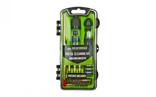 Breakthrough Clean Technologies Vision Series, Cleaning Kit, For .38/.40/.45 Cal, Includes Cleaning Rod Sections, Hard Bristle Nylon Brushes, Jags, Patch Holder, Cotton Patches, Durable Aluminum Handle, Mini Bottle of Battle Born High-Purity Oil BT-CCC-P