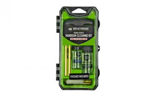 Breakthrough Clean Technologies Vision Series, Cleaning Kit, For .35 Cal/ .38 Cal/ 9MM, Includes Cleaning Rod Sections, Hard Bristle Nylon Brushes, Jags, Patch Holders, Cotton Patches, Durable Aluminum Handle And Mini Bottles of Breakthrough Military-Grade Solvent And Battle Born High-Purity Oil BT-ECC-9