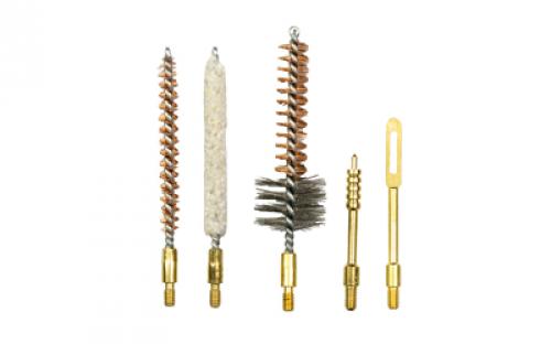 Kleen-Bore Bore Cleaner Brush and Mop Set, Standard #8-32 Thread, Fits 223 Remington/556 NATO, 5 Piece - Brass Patch Holder, Brass Spear Tip, Bronze Bore Brush, Cotton Bore Mop, Chamber Brush 556-SET