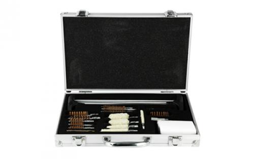 NCSTAR Universal Gun Cleaning Kit, 2 Sets of Cleaning Rods, 10 Bronze Bore Brushes, 5 Bore Mops, Aluminum Carry Case with Latches and Carry Handle TUGCKA