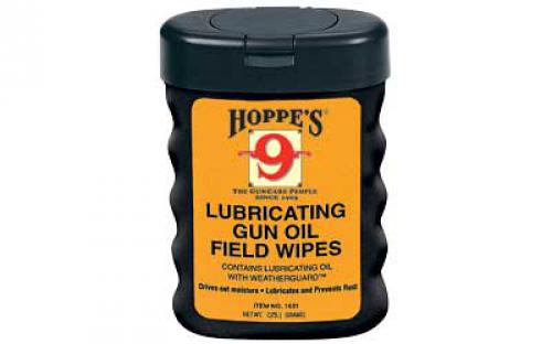 Hoppe's Lubricating Gun Oil Field Wipes, Fifty 3 x 5 Towelettes, Plastic Container 1631