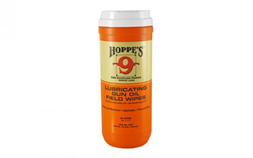 Hoppe's Large Lubricating Gun Oil Field Wipes, Canister of 120 Wipes 9GO