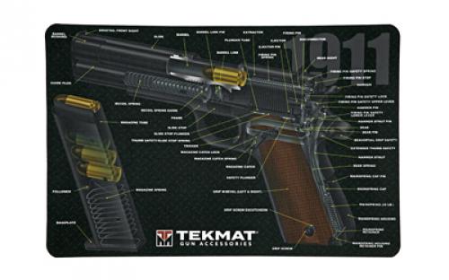 TekMat 1911 Pistol Mat, 3D Cut Away, 11x17,  Black, Includes Small Microfiber TekTowel, Packed in Tube TEK-R17-1911-CA