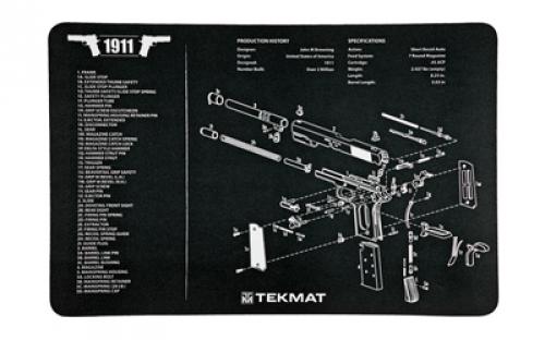 TekMat 1911 Pistol Mat, 11x17, Includes Small Microfiber TekTowel, Black, Packed In Tube TEK-R17-1911