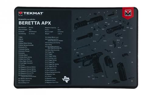 TekMat Cleaning Mat, Pistol Size, 11x17, For Beretta APX, Black TEK-R17-BER-APX