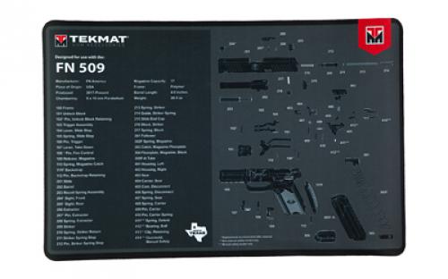 TekMat Cleaning Mat, Pistol Size, 11x17, For FN 509, Black TEK-R17-FN509