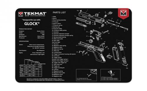 TekMat Cleaning Mat, Pistol Size, 11x17, For Glock 44, Black TEK-R17-GLOCK-44