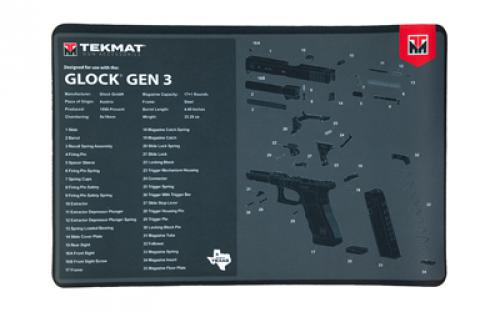 TekMat Original Mat, For Glock Gen 3, Cleaning Mat, Thermoplastic Surface Protects Gun From Scratching, 1/8 Thick, 11x17, Tube Packaging, Black TEK-R17-GLOCK-G3