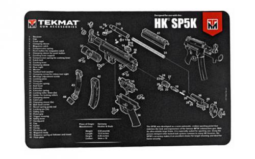 TekMat Pistol Mat For Heckler & Koch SP5K, 11x17, Black, Includes Small Microfiber TekTowel, Packed In Tube TEK-R17-HK-SP5K