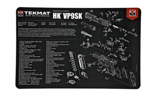 TekMat Pistol Mat For Heckler & Koch VP9SK, 11x17, Black, Includes Small Microfiber TekTowel, Packed In Tube TEK-R17-HK-VP9SK