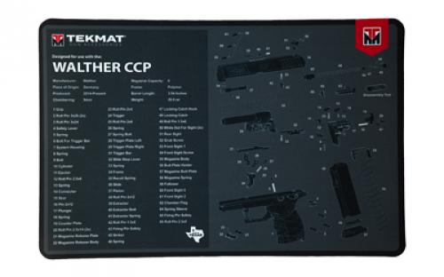 TekMat Cleaning Mat, Pistol Size, 11x17, For Walther CCP, Black TEK-R17-WAL-CCP