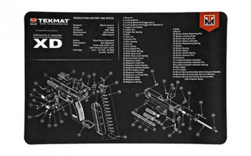 TekMat Springfield XD Pistol Mat, 11x17, Black, Includes Small Microfiber TekTowel, Packed In Tube TEK-R17-XD