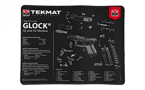 TekMat Ultra Mat, For Glock 42/43, Cleaning Mat, Thermoplastic Surface Protects Gun From Scratching, 1/4 Thick, 15X20, Tube Packaging, Black TEK-R20-GLOCK-42-43