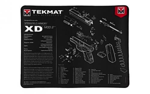 TekMat Ultra Mat, Springfield XD Mod 2, Cleaning Mat, Thermoplastic Surface Protects Gun From Scratching, 1/4 Thick, 15X20, Tube Packaging, Black TEK-R20-XDMOD2