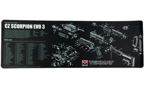 TekMat Cleaning Mat, Pistol Size, 12"x36", For CZ Scorpion, Black TEK-R36-CZSCORPION