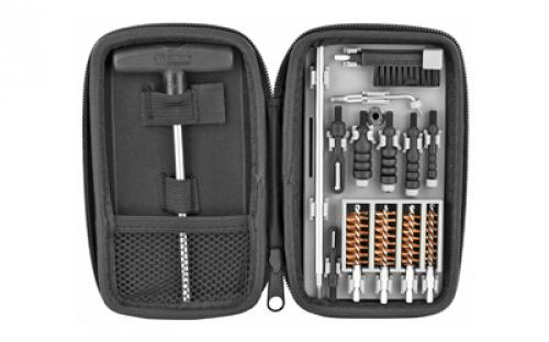 Tipton Compact Pistol Cleaning Kit, For Pistol Calibers .22-.45, Cleaning Pick, Nylon Brush, Cleaning Rod, Soft Carry Case 1082252