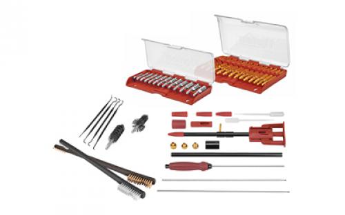 Tipton Ultra Cleaning Kit, Includes 3 Piece Stainless Steel Rod, Deluxe Bore Guide Kit, 13 Piece Ultra Jag Set with Case, 13 Piece Best Bore Brush Set with Case, 2 General Purpose Brushes, AR-15 Bolt Carrier and Action Brushes, 4 Polymer Cleaning Picks, Carry Case 554400