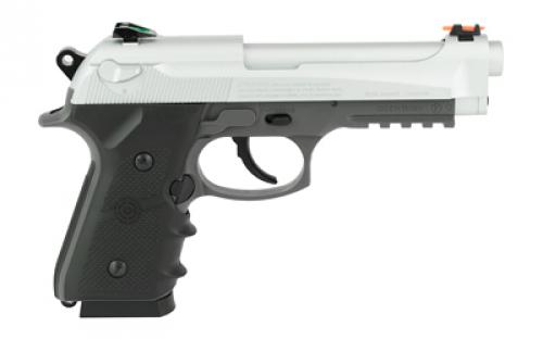 Crosman Mako CO2 Powered Blowback BB Pistol, Semi Automatic, Silver Metal Slide and Steel Barrel, 20 Round Drop Out Magazine, Fiber Optic Sights, 450 Feet Per Second CM9B